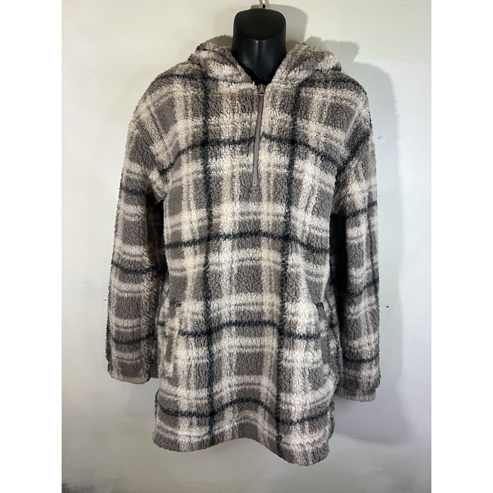 Koolaburra By Ugg Cozy Pullover Sweater Hoodie Plaid Grey White Uggs Y2K Winter